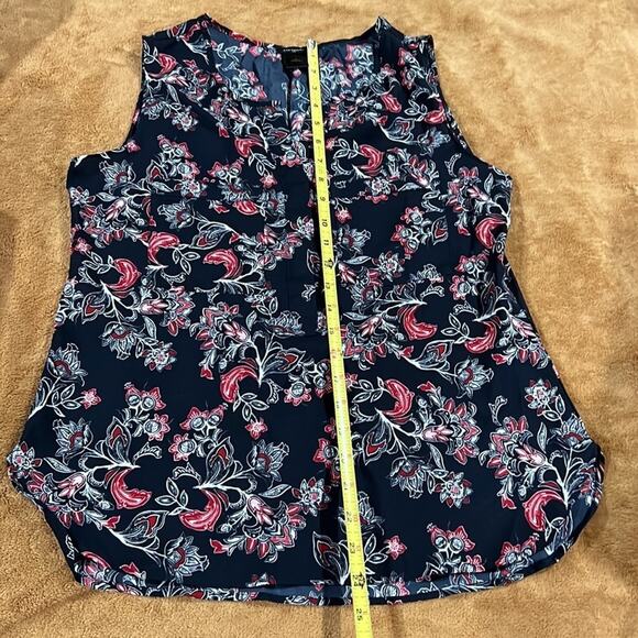 Anne Taylor floral print blouse Sleeveless Small Blue Red White - Picture 8 of 9